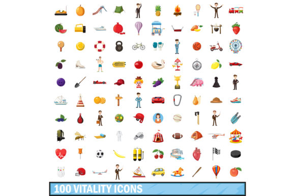 Download 100 Vitality Icons Set, Cartoon Style - Icons Collection