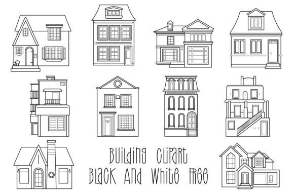 Download Building Clipart Black and White Free - Black and white Collection