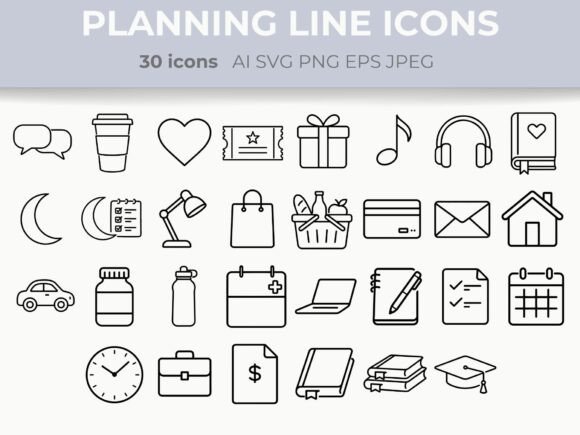 Download Daily Planning Line Icons Set Work Life - Icons Collection