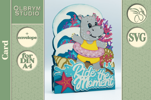 Download Hippo Summer Vacation Greeting Card SVG - Greeting card Collection